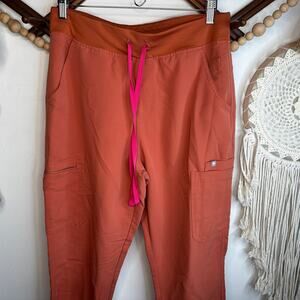 Figs Burn Orange Pink Scrub Pants
